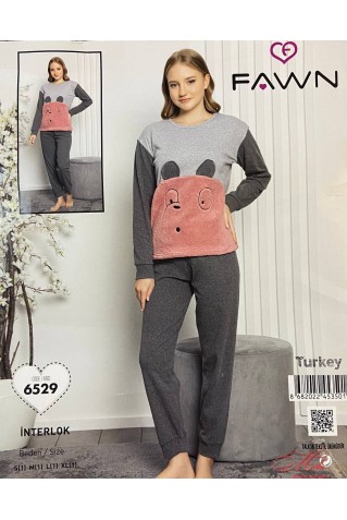 Бавовняна піжама кофта зі штанами 6529 Fawn (Туреччина)